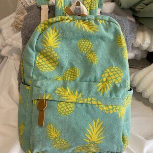 Tropical Pineapple Print Bag – Lightweight Canvas Backpack